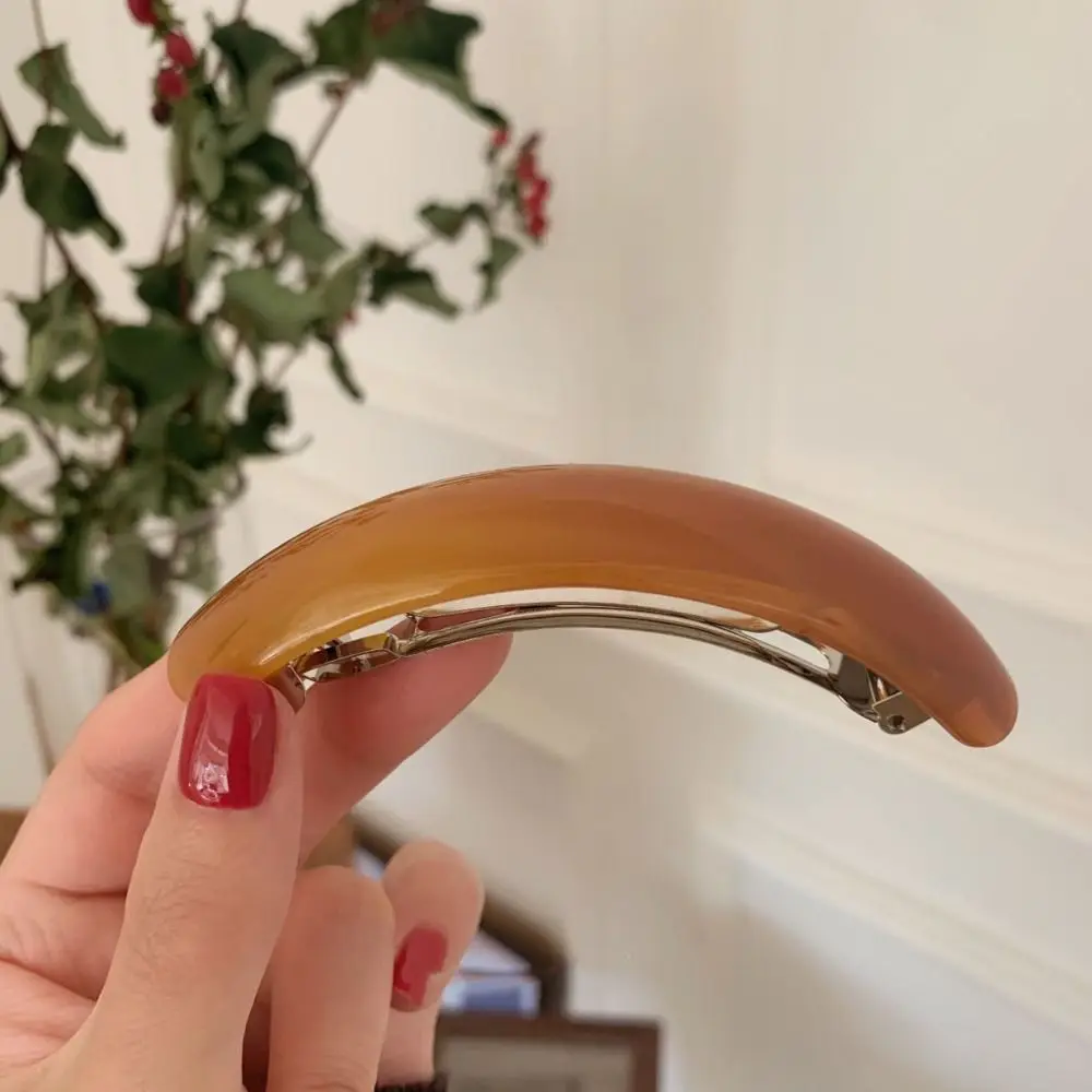 

Cute Elliptical Leopard Print Hair Clip PVC Arc Spring Clip Geometric Grab Clip Large Hairpin Girl