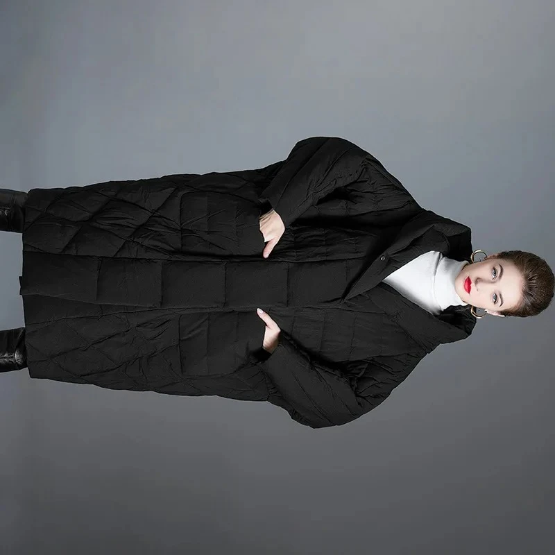 

Winter Oversized Down Jacket Warm Quilted Down Coat Women New Over-the-knee Puffer Jacket Plus Size Trench Coat Black Thick Tops