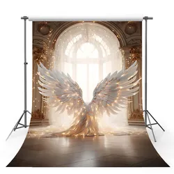 Mehofond White Angel Wings Backdrop Girl Birthday Party Arch Door Glitter Abstract Texture Photography Background Photo Studio