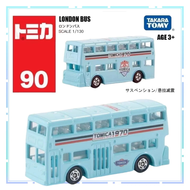 

TOMY Alloy Car London Bus No. 90 Double-decker 1/130 Collection Vehicle Ornament Model Cartoon Red and White Box Boys Gift Toys