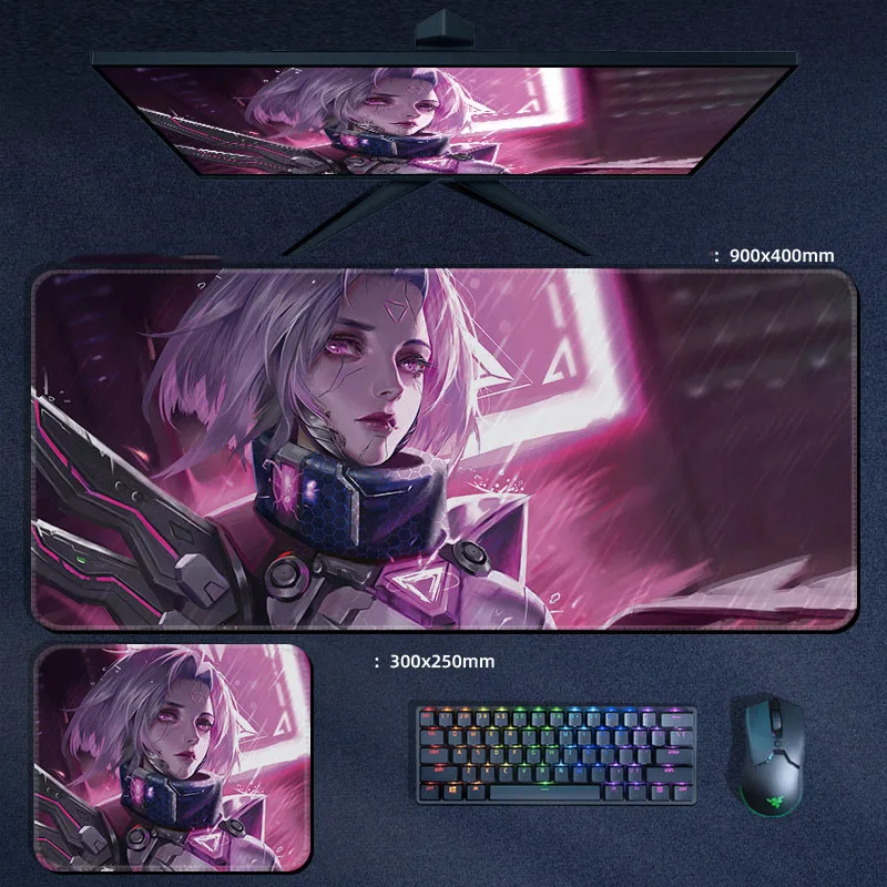 Grande bonito mouse pad lol jinx teclado de jogos tapete acessórios para computador protetor de mesa kawaii mousepad gamer anime mause almofadas