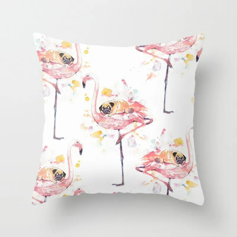 Pink Pillow Flamingo Backrest Headboard Decorative Cushion Nordic Style Office Nap Pillow Car Lumber Pad cute pillow removable