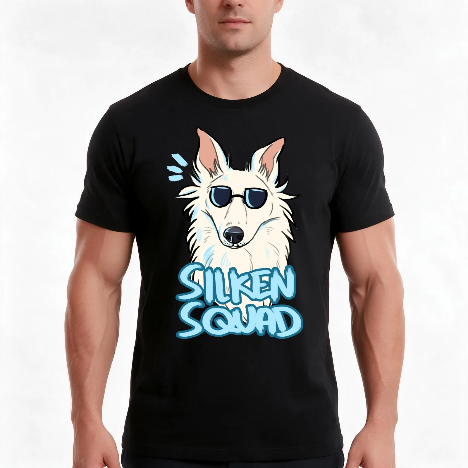 SILKEN SQUAD (white) T-Shirt, Summer Casual Cotton Tee, Oversized Streetwear Tops, Vintage Graphic Print, Loose Fit Short Sleeve