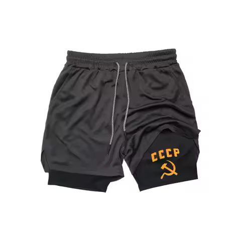 Men's Running Shorts 2-In-1 Double-deck Sport Shorts Sportswear Gym Fitness Short Y2K Harajuku Training Jogging Bottom Clothing