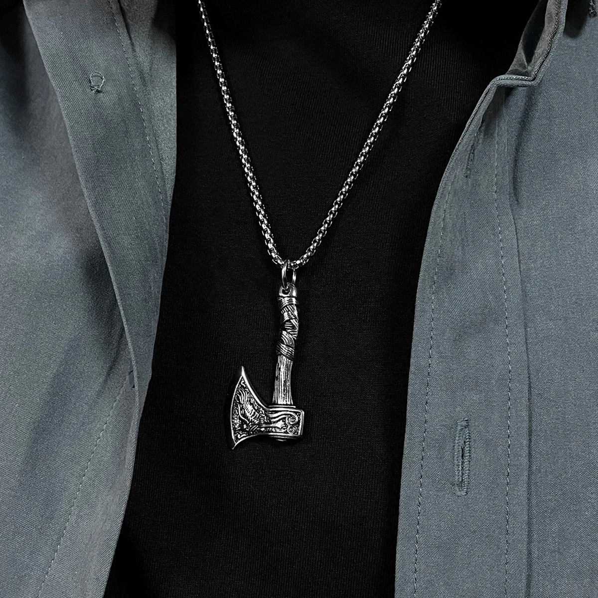خمر الشمال فايكنغ الذئب وأودين الغراب الفأس قلادة قلادة الشرير شخصية الرجال قلادة الملابس مجوهرات اكسسوارات هدية