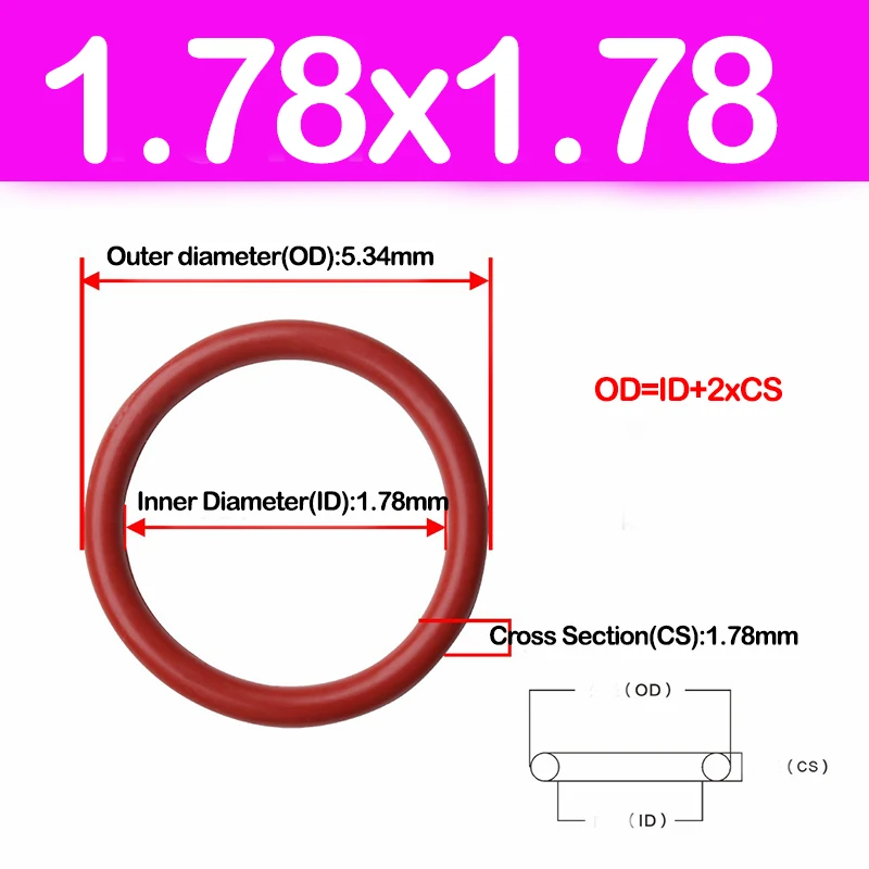 WD CS 1,78 mm, O-RING aus Silikonkautschuk, VMQ-Dichtungsringe, Reparatur, Skelett-Öldichtungsscheibe, Innendurchmesser 1,78–133,07 mm – Detail 1