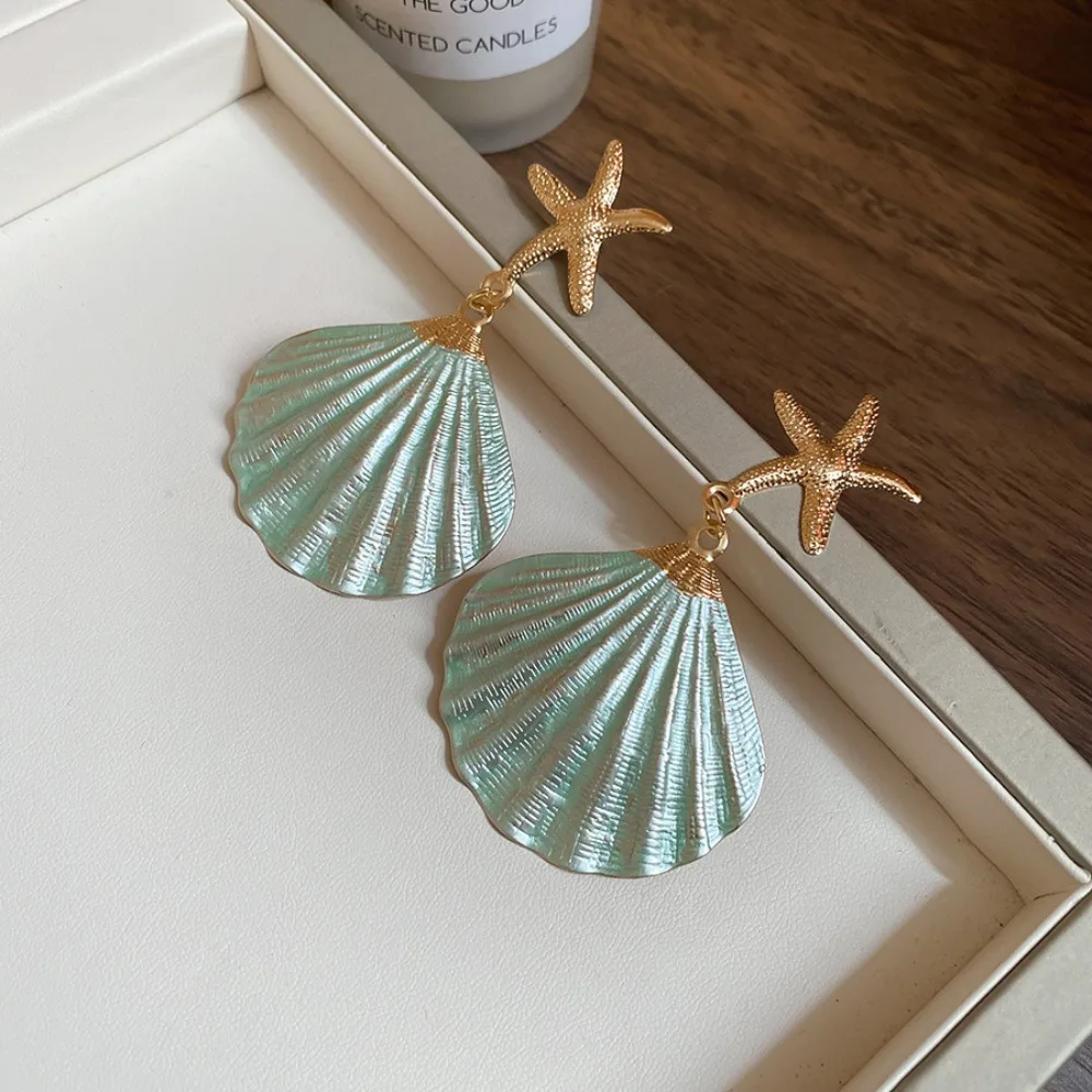 سلسلة البحر شل نجم البحر قلادة سبيكة أقراط قلادة قابل للتعديل البوهيمي شل قلادة مجوهرات الحلي