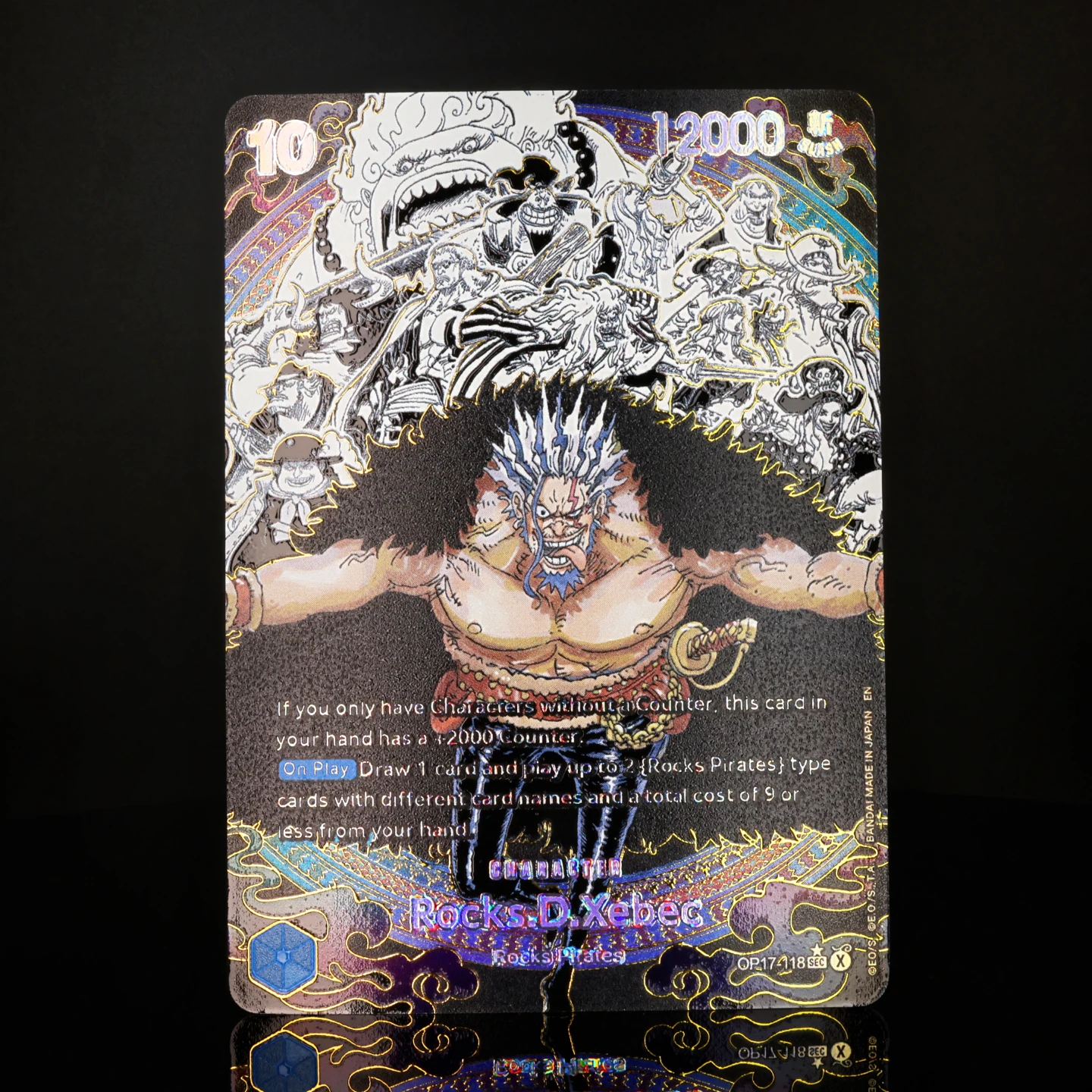 Englische OP17-118 Secret Rare Rocks.D.Xebec One Piece TCG OPCG Manga-Karte 10 Cost Texturierte Folienkarte mit Heißprägungsverfahren