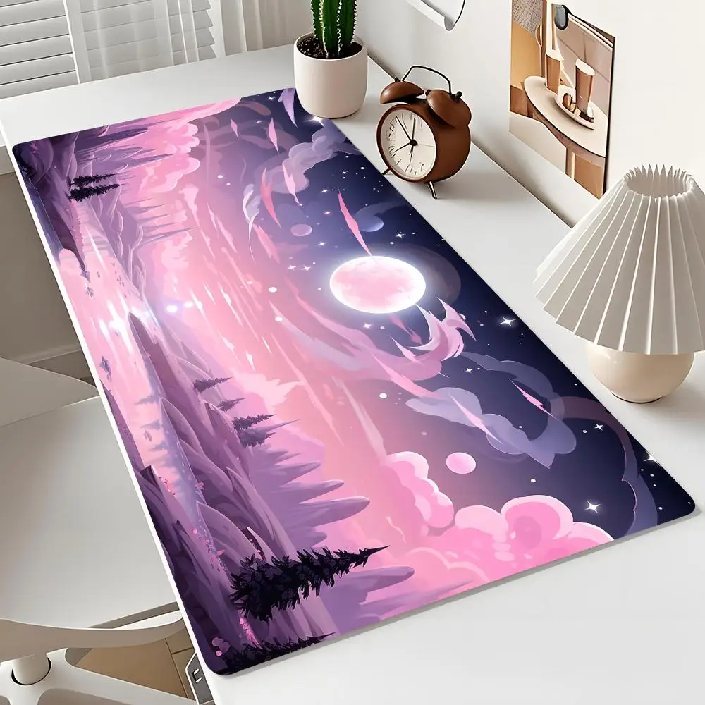 

Визуальный эстетический пейзажный дизайн, большой коврик для мыши, настольный коврик с прошитыми краями, нескользящие аксессуары для ПК, игровые коврики, mauspad, офисный коврик