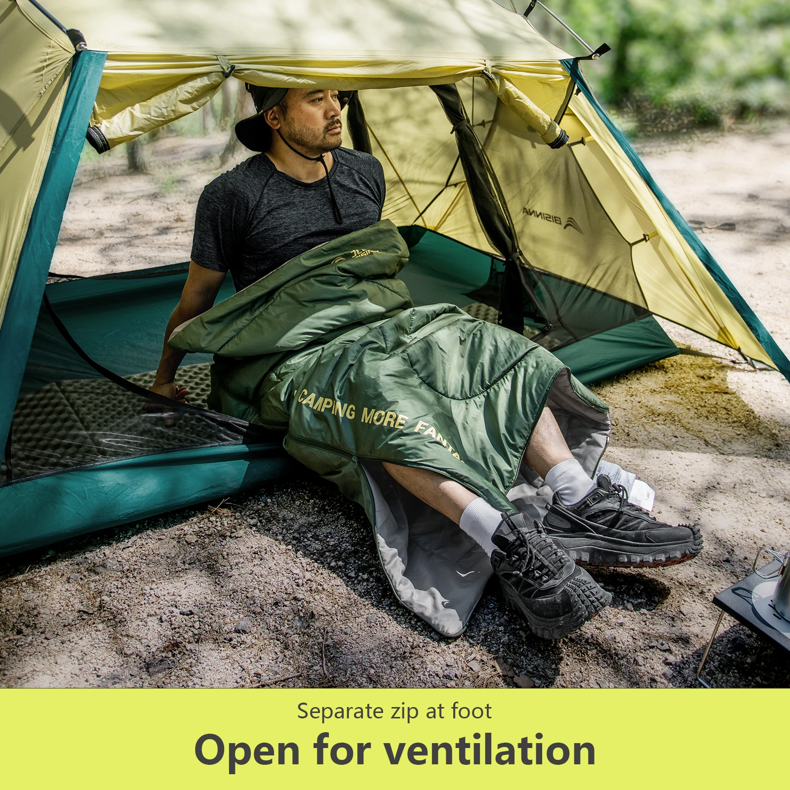 BISINNA Сверхлегкий спальный мешок для кемпинга, весна-лето, рюкзак, спальный мешок, большое одеяло для походов на пляже