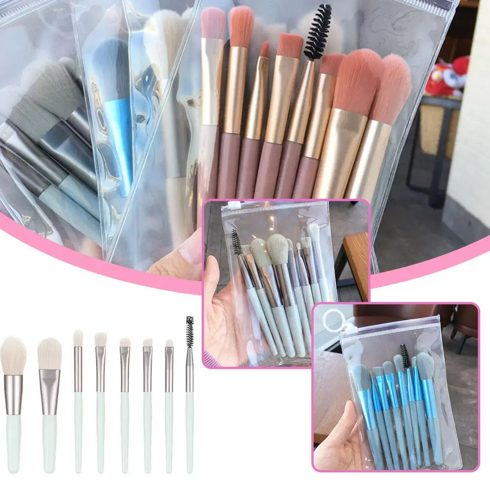 8 Stuks Mini Reis Draagbare Zachte Make-Up Borstels Set Oogschaduw Foundation Poeder Wimper Lip Concealer Make-Up Borstel Set