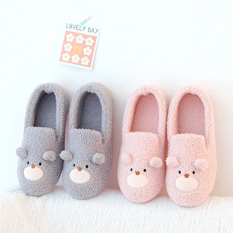 New Cute Teddy Bear Slippers Women Bedroom Home Girl Women Wedding Comfortable Shoes