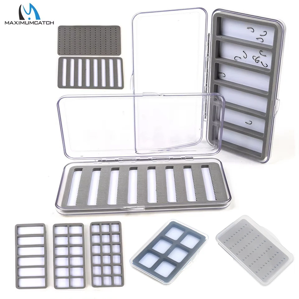 Maximumcatch Transparent Waterproof Slim Fly Fishing Boxes Multi Sizes Flies Hook Holders with Foam Compartment Plastic Fly Box