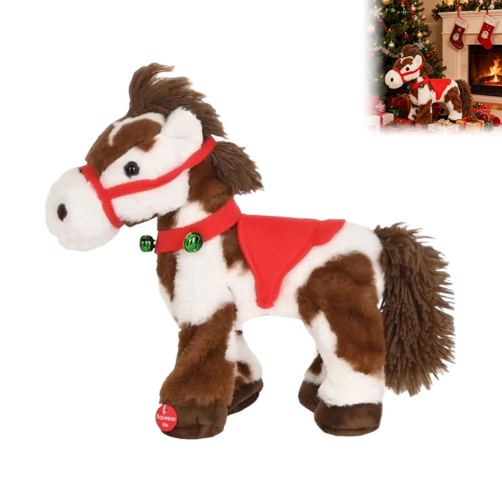 Spotted Electric Plush Horse Toy for Kids with Sound and Movement Electric Rocking Horse for Christmas Gift