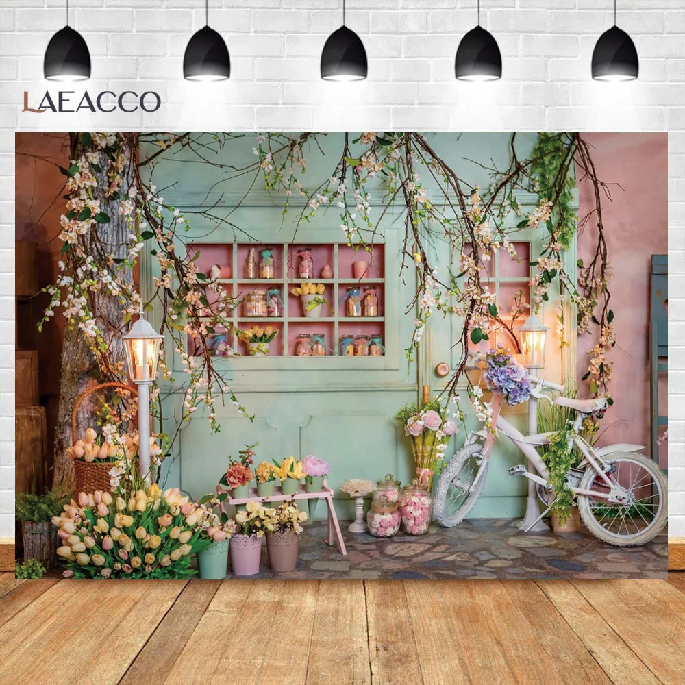 Pink Spring Easter Flowers Wedding Anniversary Photography Backdrop Party Decor Tent Baby Birthday Party Photo Background