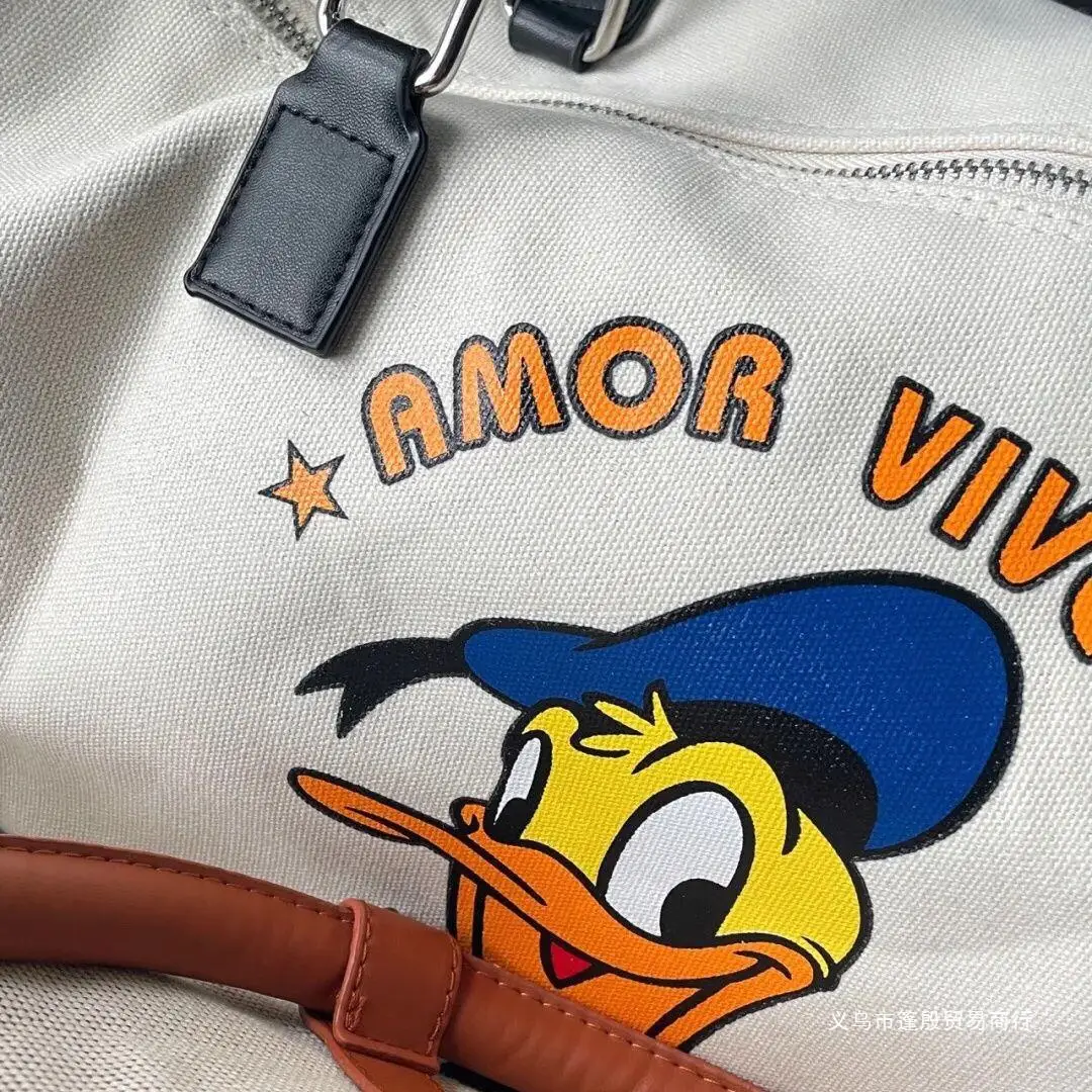 Borsa da viaggio MINISO Canvas Mickey Donald Duck 2023 New Cartoon Girls borsa da palestra da viaggio d\'affari di grande capacità borsa a tracolla