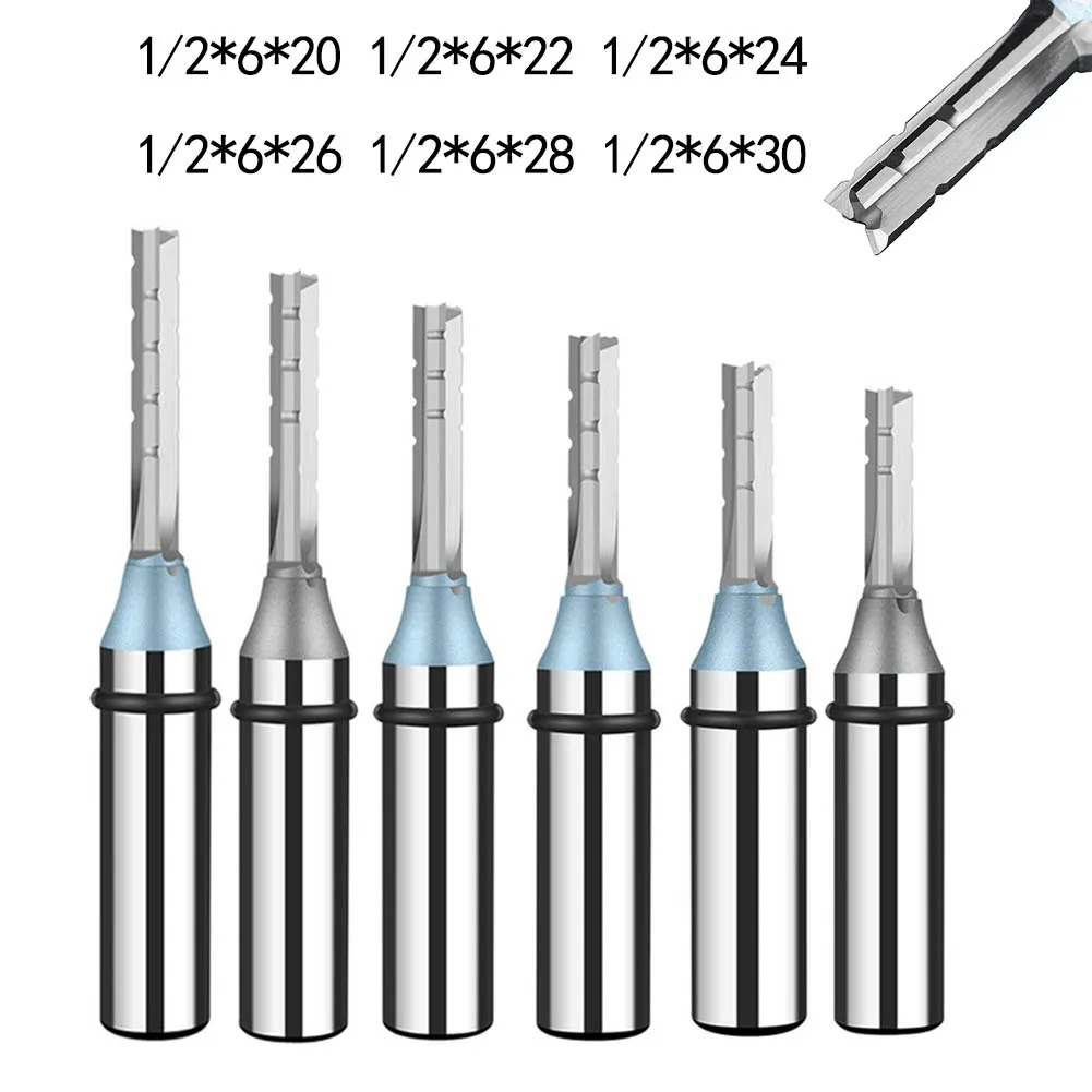 1pc 6-in-1 Carbide CNC Trimming Slot Milling Cutter 1/2 Shank 3 Flutes Cutting Straight Router Bit Three-edged Router Bit