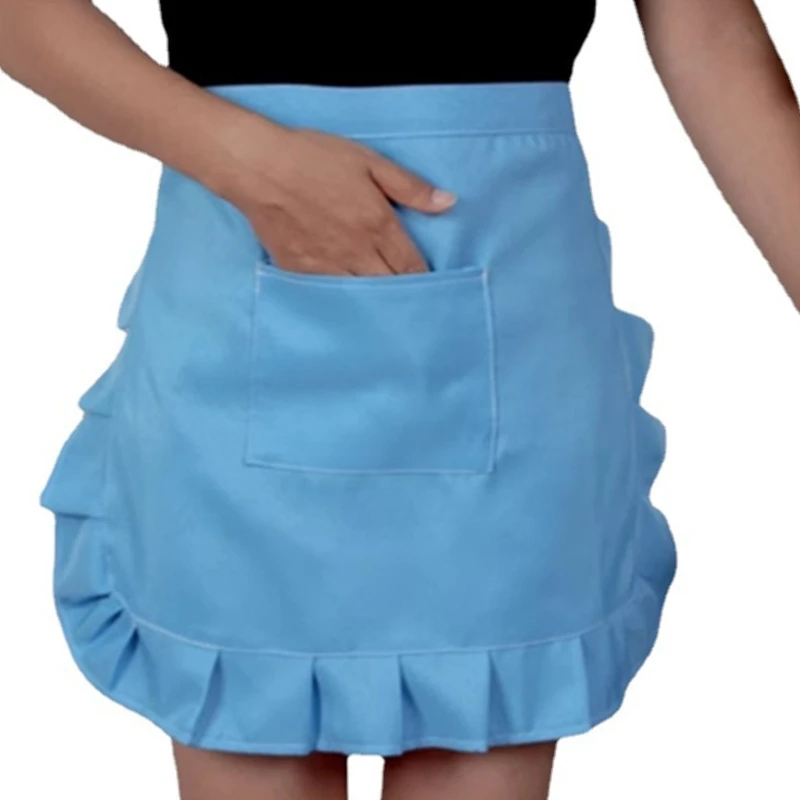 Ruffled Waist Apron for Women Maid Apron Waist Adjustable Kitchen Cooking Apron for Cooking Baking Gardening Cafe Bakery