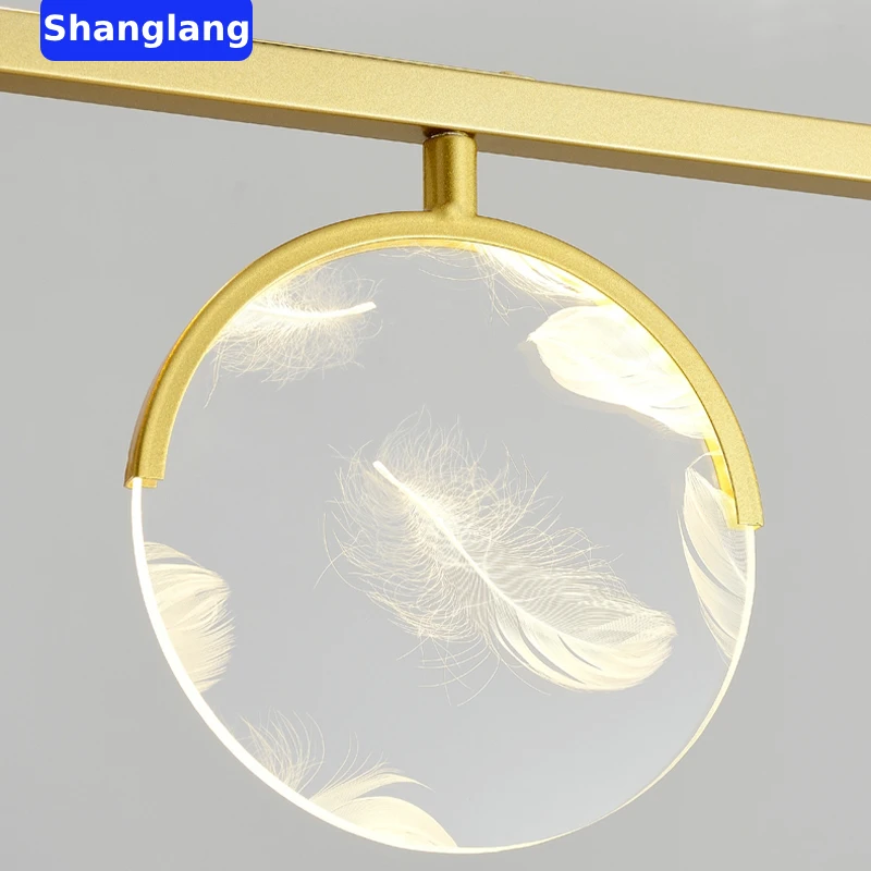 Modern LED Chandeliers Nordic Gold Feather For Living Room Kitchen Dining Room Bar Hanging Lamp Home Lustres Pendant Lights