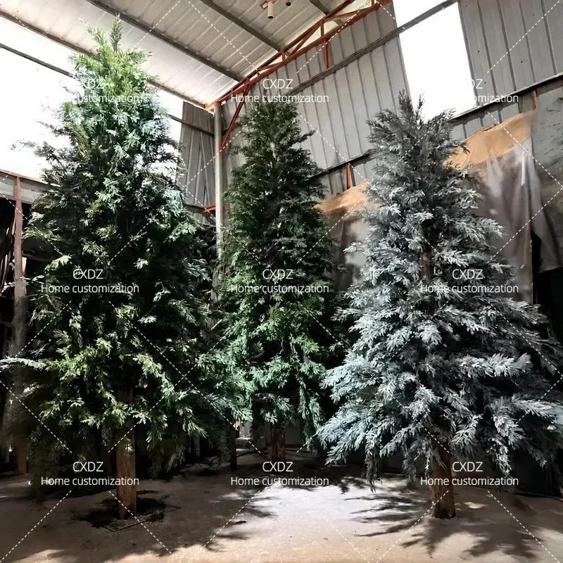 Simulated Cedar Tree White Metasequoia Yew Artificial Fake Tree for Winter Landscaping Shopping Mall Floor Decoration Scenic