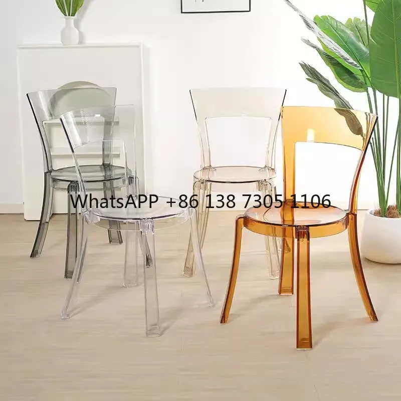 

Plastic chair transparent acrylic home backrest restaurant Nordic modern simple thickened dining chair does not take up space