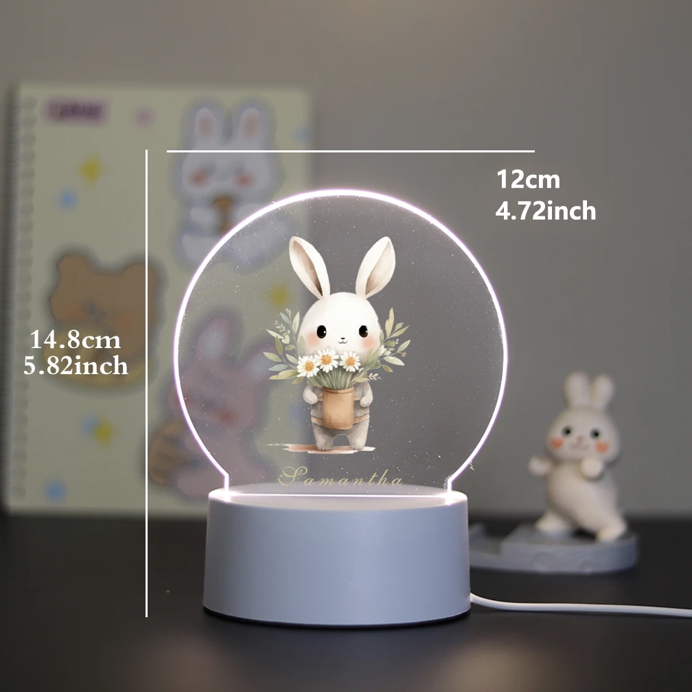 1 personalized night light little rabbit Bedroom bedside ambient light Bedroom Decoration Christmas Birthday Gift