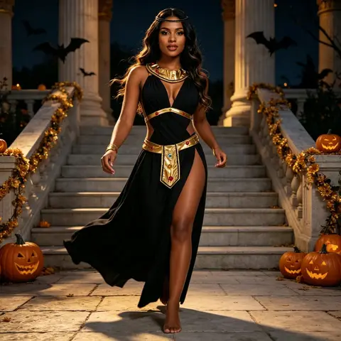 S-XXL Cleopatra Greek Goddess Costume For Women With Tiara Belt Robe For Halloween Cosplay Party