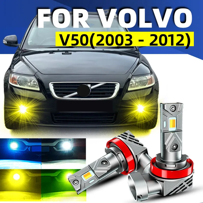 2pcs Car LED Front Fog Lights Bulbs Dual Colors Switchback White Yellow For Volvo V50 545 2003 2005 2006 2008 2009 2010 2011