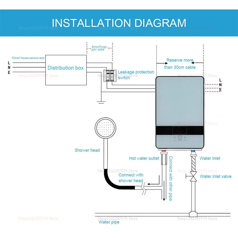 Electric Instant Water Heater Portable Small Fast Heating Suitable for Bathroom Kitchen Shower Fast Hot Water When Needed