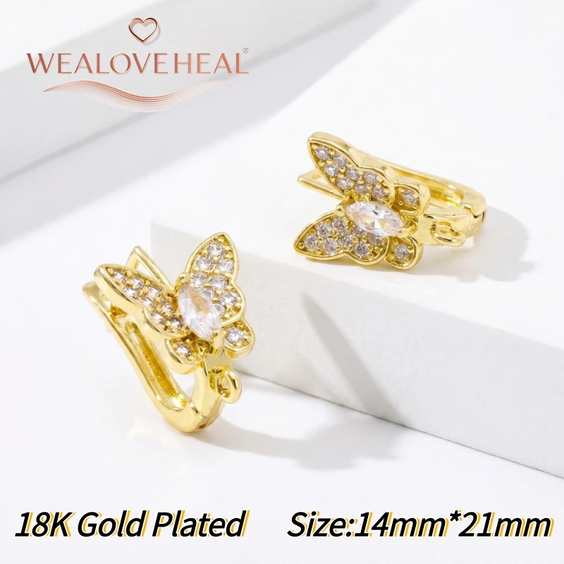 schmuckherstellung zubehör，18K vergoldete Messing-Ohrringverschlüsse mit Schmetterlingsmotiv, glitzernde, mit CZ besetzte Ohrringhaken, DIY-Schmuckherstellungszubehör für Frauen – Detail 20