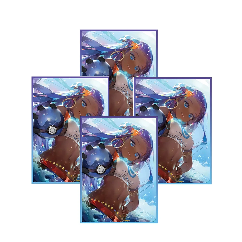 60PCS Foil Nessa Card Sleeves Holographic Anime Girl PTCG Standard Size Card Protectors Table Game 66x91mm For the fans