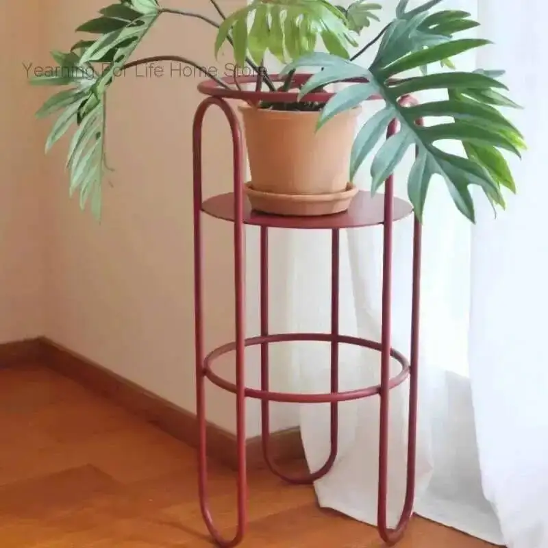 

Iron Modern Flower Stand Minimalist Greenery Pot Holder Movable Balcony Planter Rustproof Living Room Flower Rack