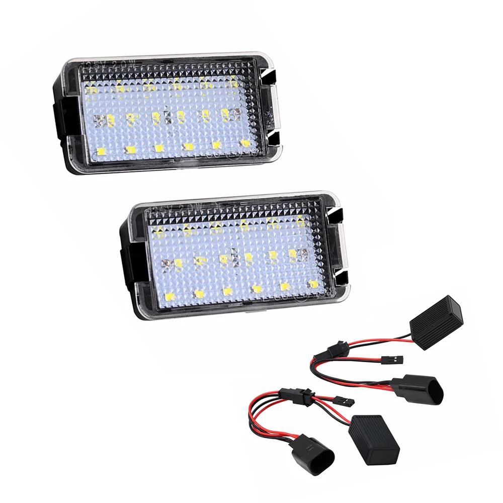 2Pcs LED License Plate Light For Seat Altea/ Arosa/ Cordoba/ Ibiza/ Leon/ Toledo Xenon White Light Color ABS Car Accessories