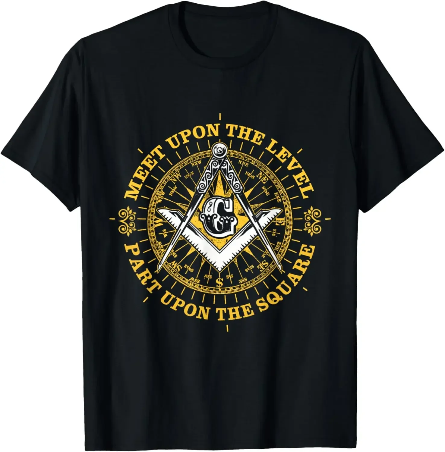 Meet Upon The Level Part Upon The Square. Freemason Masonic T-Shirt 100% Cotton O-Neck Short Sleeve Summer Casual Mens T-shirt