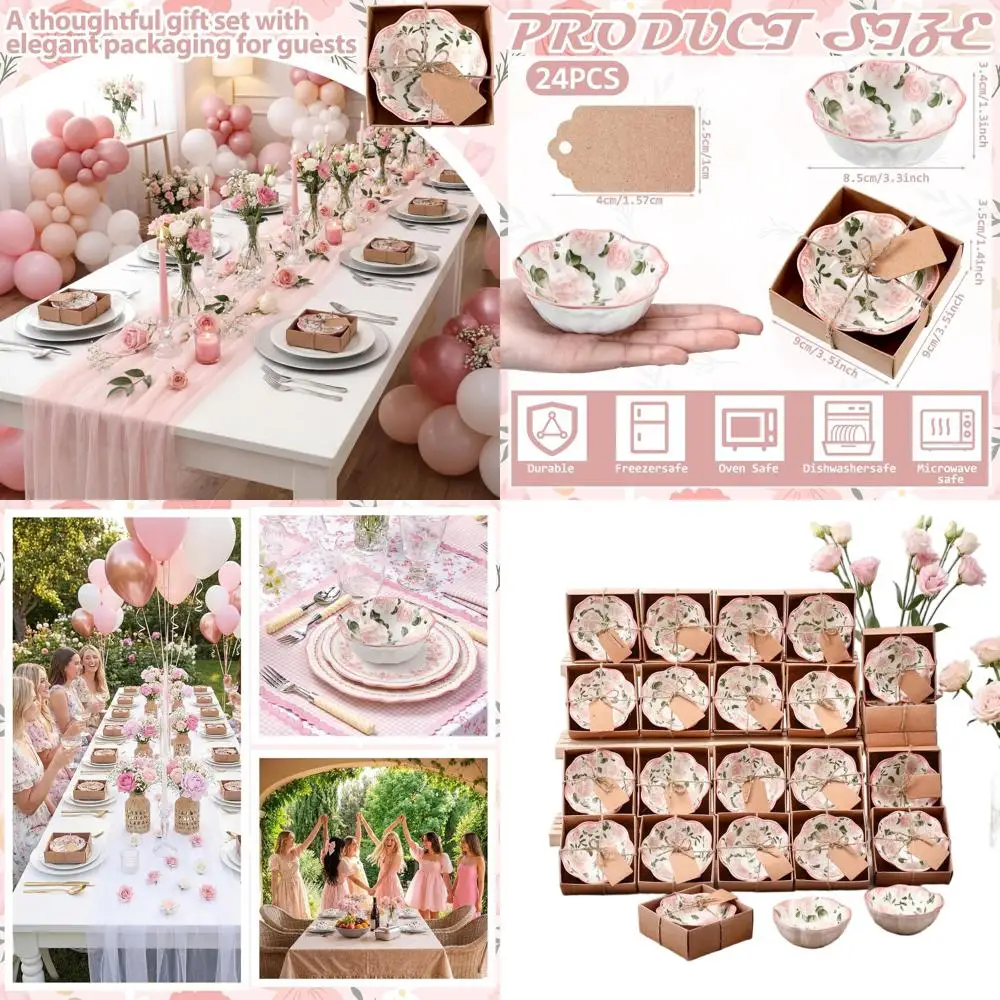 

Набор из 24 миниатюрных керамических чашечек с узором в виде роз для вечеринок, праздников и торжеств