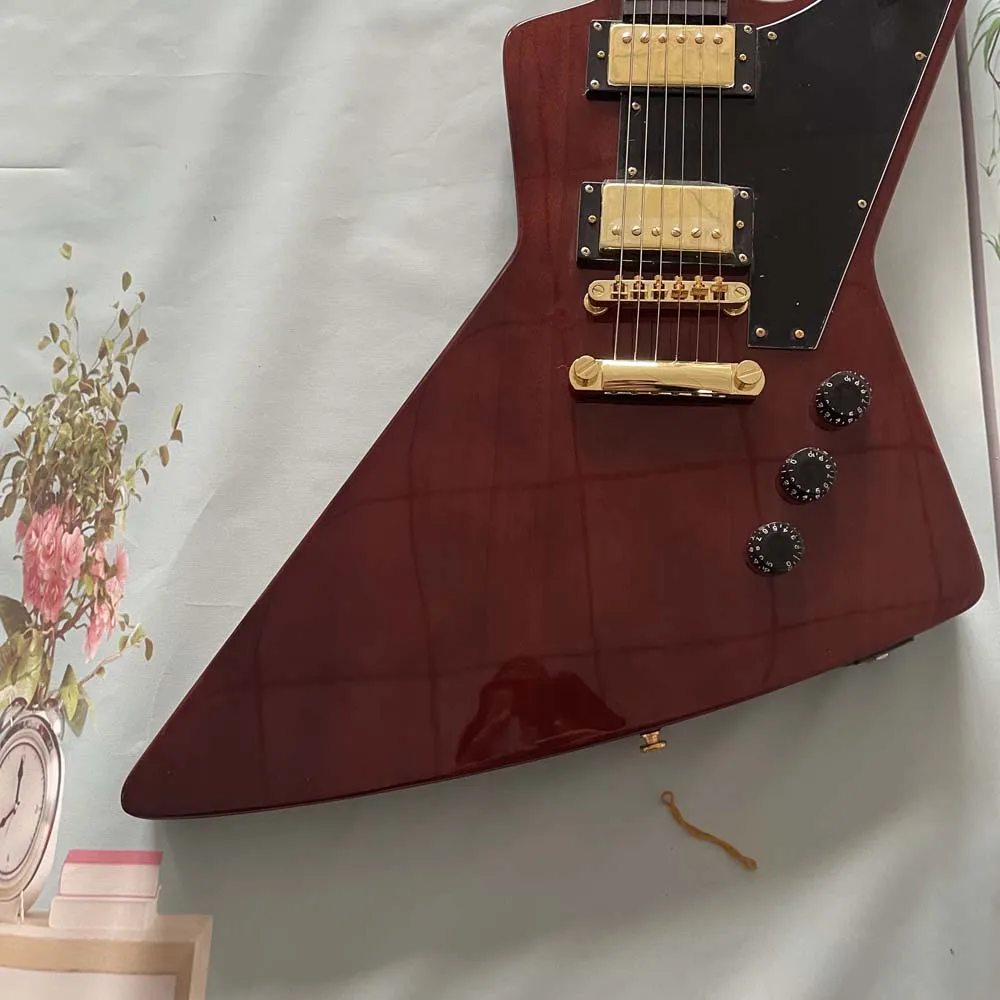 Wine red irregular electric guitar rock metal style dual pickups