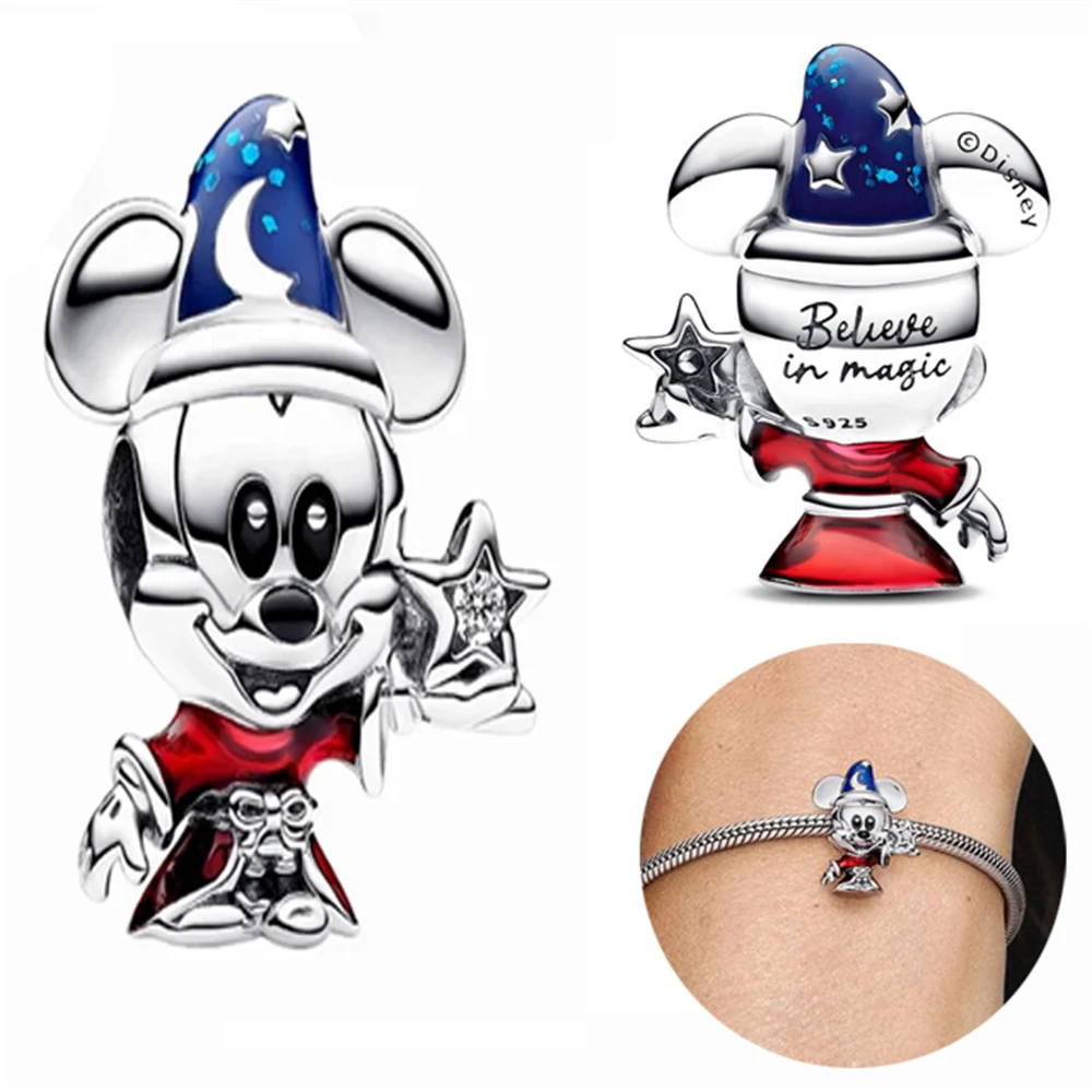 100% 925 Sterling Silver Disney Park 2024 Minnie Mickey Charm Beads Fit Original Pandora Bracelet DIY Jewelry Christmas Gift