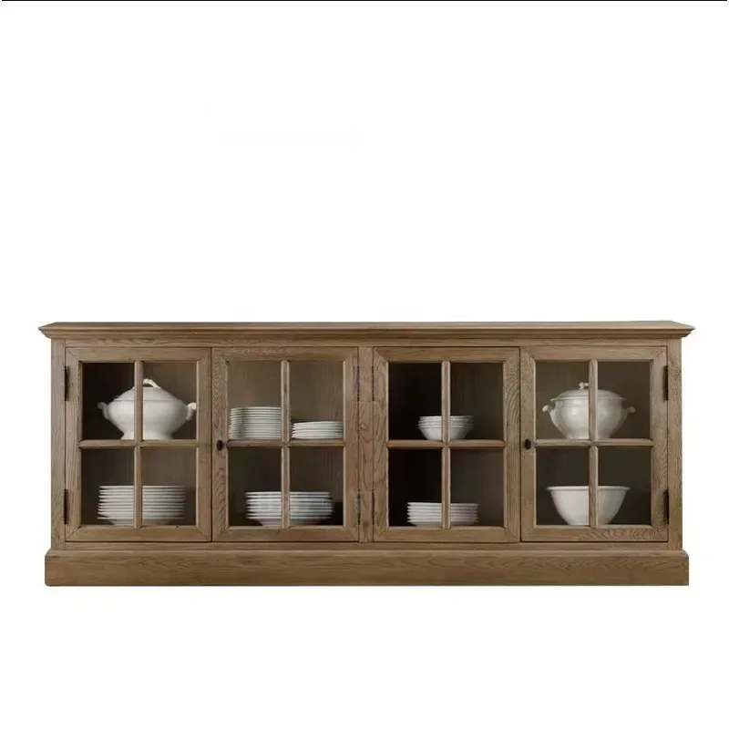 American RH solid wood retro restaurant sideboard 4 door locker