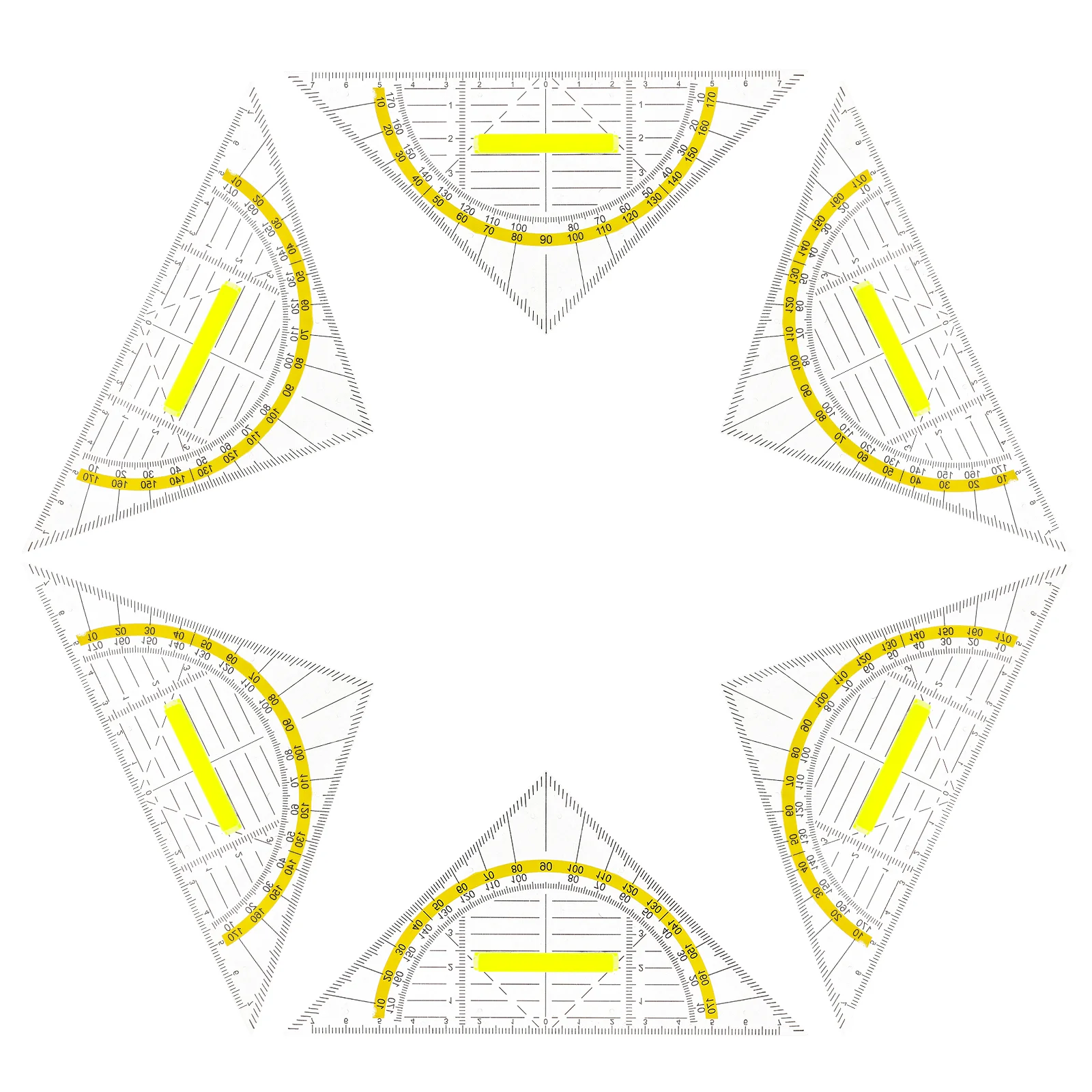 6 Pcs Ruler Multifunctional Triangle Rulers Plastic Board Measurement Rules Measuring Student