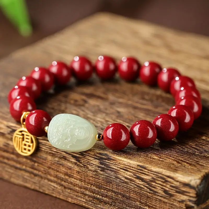 Benmingnian Natural Red Cinnabar Bracelet Female Xiao Benmingfo Rabbit Bracelet