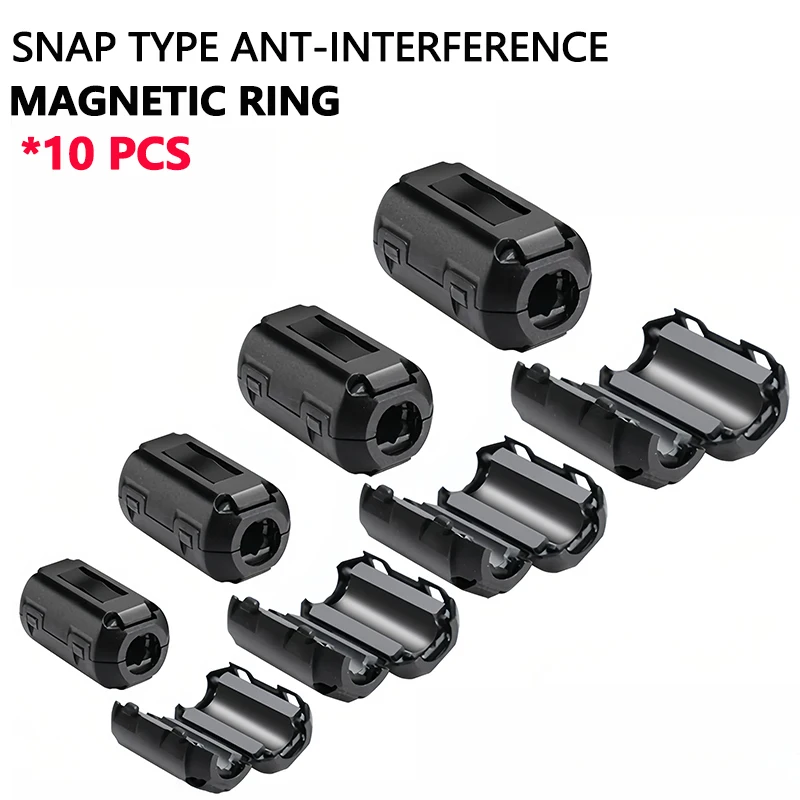

Magnetic Ferrite Ring Core Clip-On Bead Clamp Choke Coil EMI RFI Noise Filter Suppressor Snap Cable Anti-Interference Shield
