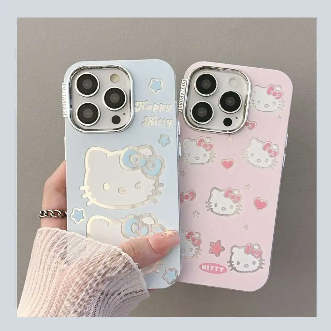 

Kawaii Sanrio Hello Kitty Starry Blue Pink Cute KT Cat For iPhone 15 14 13 12 11 X XR XS MAX 8 7 6 Pro Plus Y2k Soft Phone Case