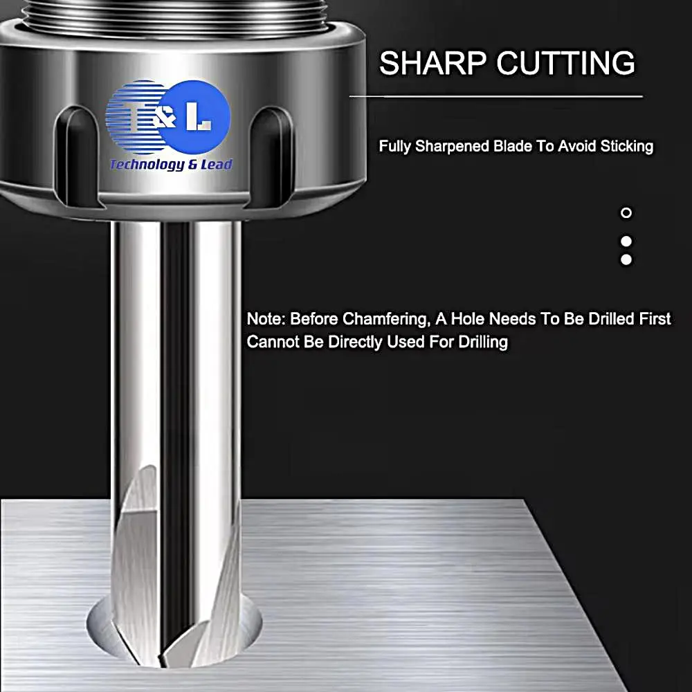 T & L HRC55 3 날 직선 홈 모따기 밀링 커터, 텅스텐 스틸 카바이드, 알루미늄 CNC 가공 엔드밀용, 60 ° 90 ° 120 °