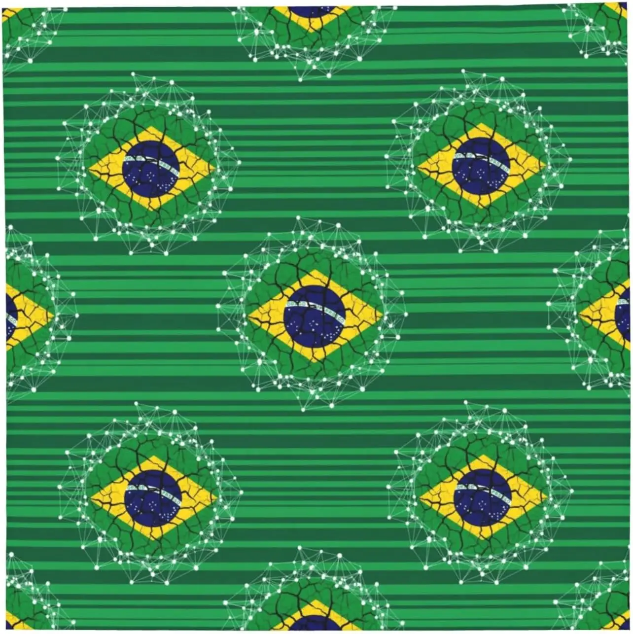 Brazil Flag Crack Tech Green Stripe Neck Gaiter Face Bandana
