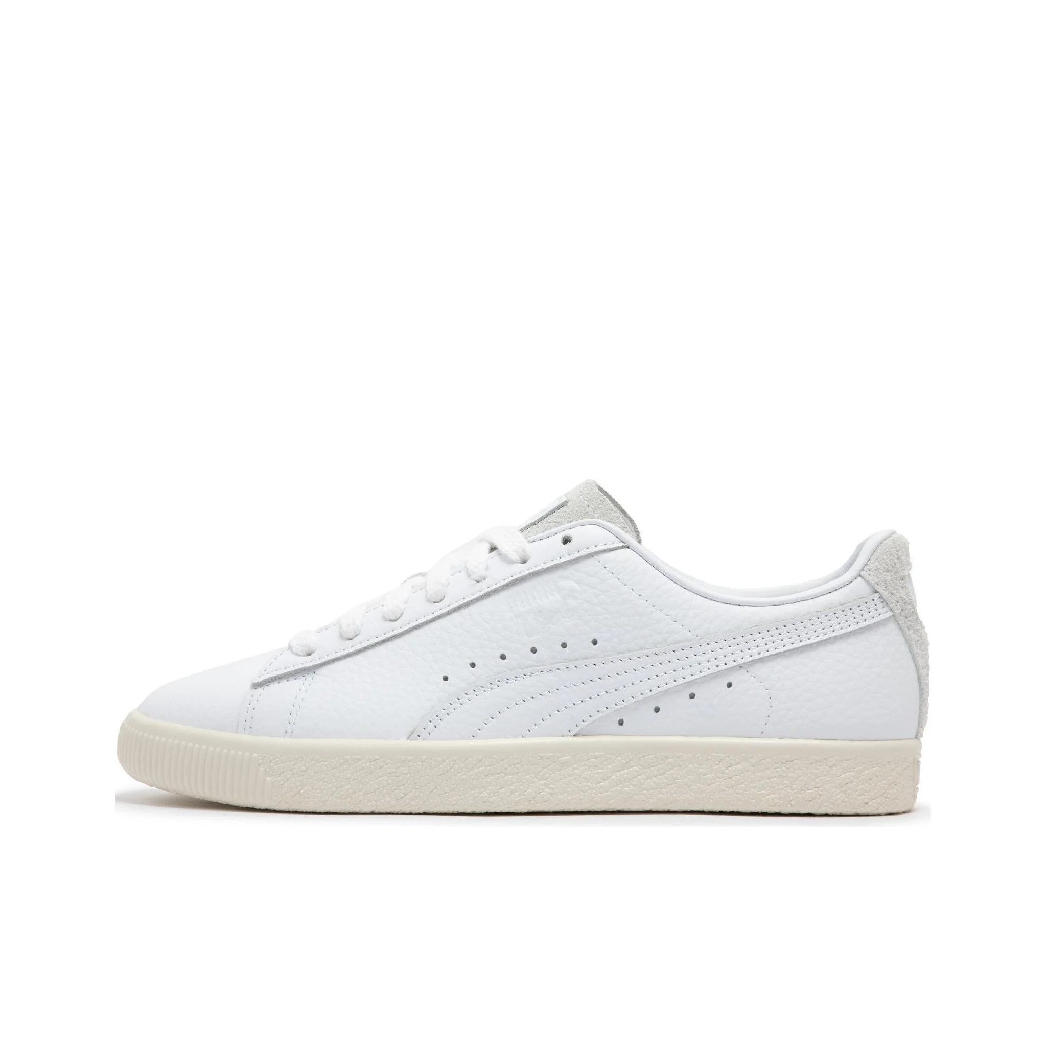 PUMA Clyde Premium Leather Low top Skateboard Shoes Unisex Ecru 394834-01