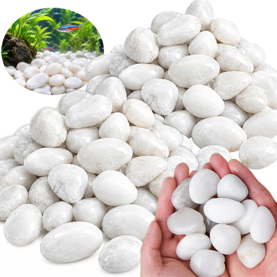 350/400/800g Smooth White Polished Pebbles River Rock Stones for Plant Pot Top Dressing Vase Filler Garden Landscaping Decor XJM