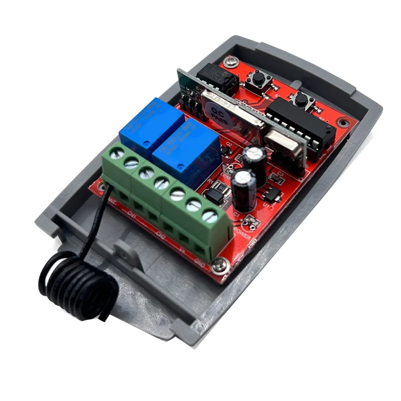 ATS-2CH 433MHz ガレージドアリモコン 12V-24V RF 送信機受信機固定ローリングコード 433.92Mhz ユニバーサル