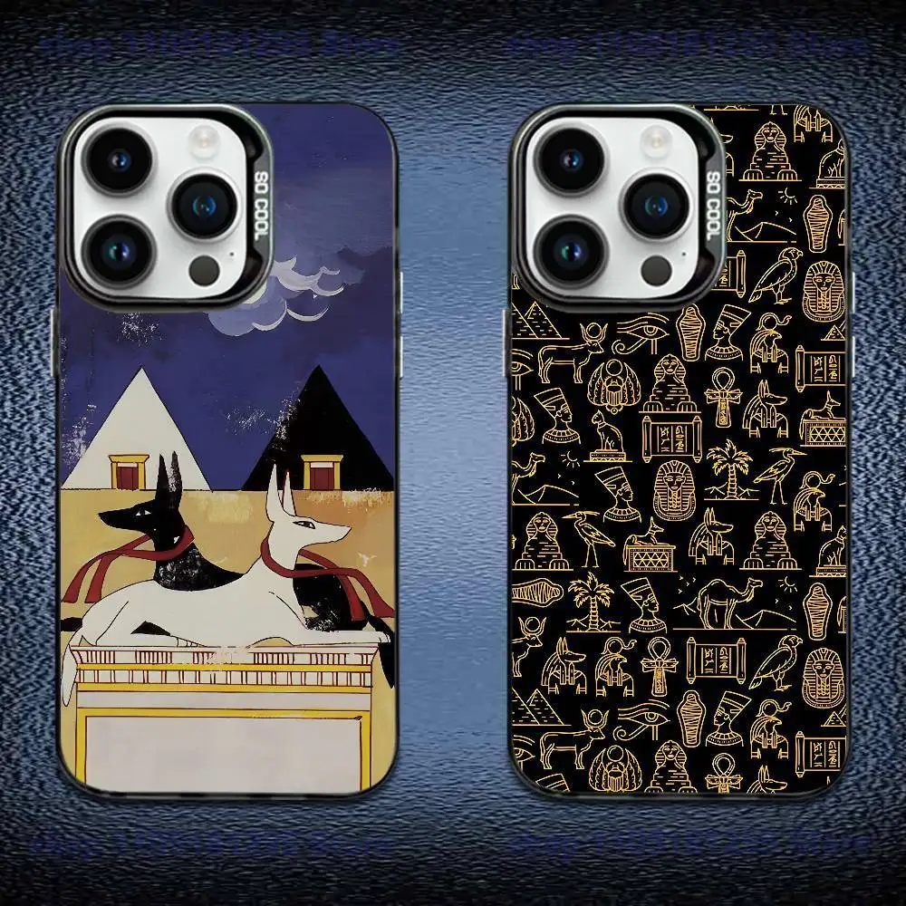 

Ancient Egyptian Art Phone Case For iPhone 17,16,15,14,13,12,11,X,Mini,Pro,E,MAX Black Candy Matte Shockproof Cover