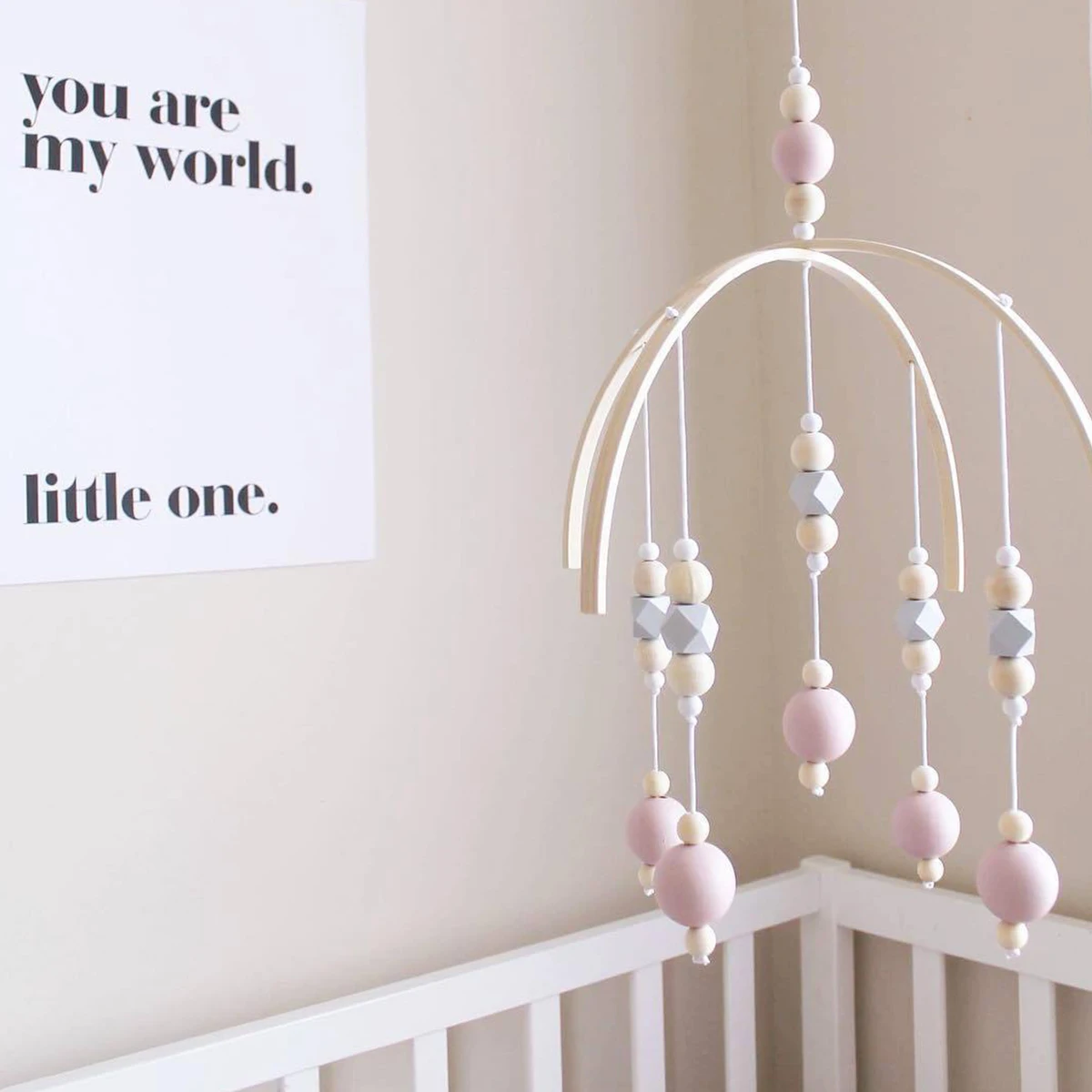 1 Set Baby Mobile Bed Bell Hanger Baby Wooden Mobile Crib Hanger Frame DIY Toy Holder Accessories Crafts Frame Newborn Gifts