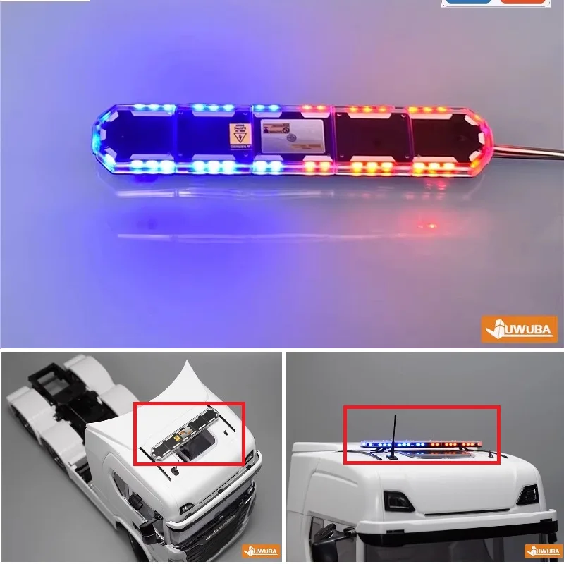 

LED Warning Light Project Lights Roof Lamp For 1/14 Tamiya RC Truck Trailer Tipper Scania 770S R620 Actros MAN Volvo LESU Parts